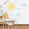 Summer Sun Wall Decals, Watercolor White Clouds Wall Sticker, Boy Girl Room Decoration Sun Stickers, Peel and Stick Removable Sun and White Clouds Wall Decor,for Boys and Girls Room, Children's Bedroom.